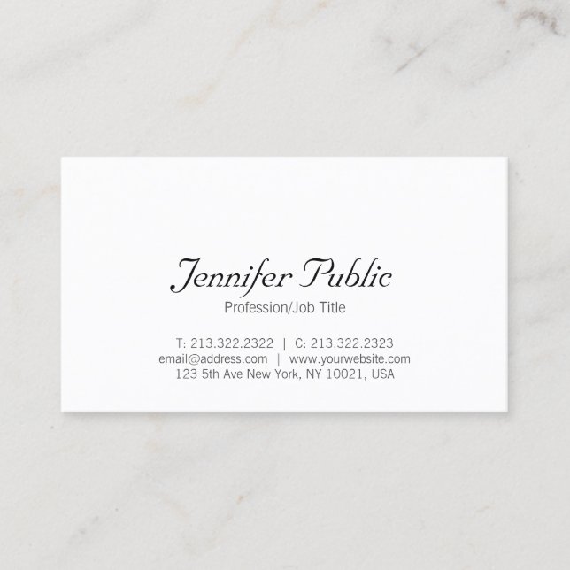 Handgeschriebener Name Minimalistisch Modern Templ Visitenkarte (Vorderseite)
