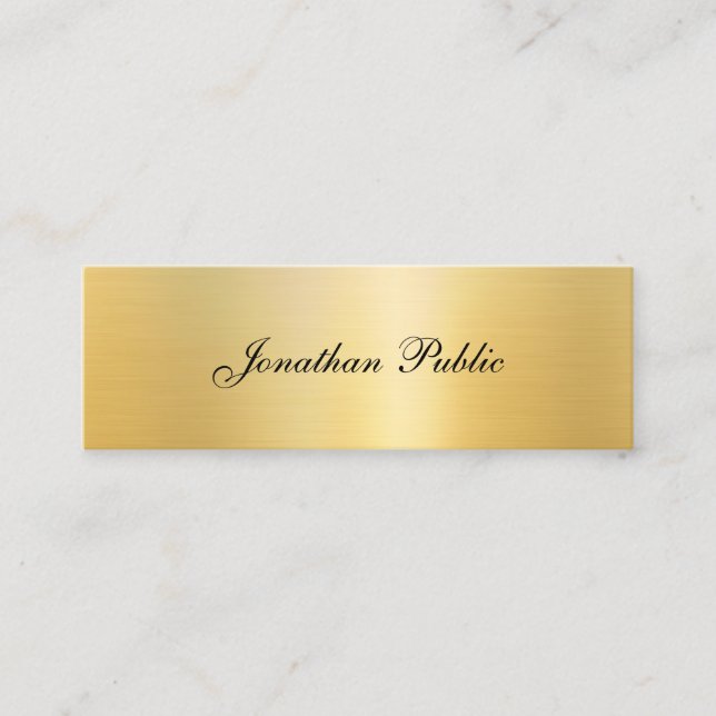 Handgeschriebener Name Moderne elegante Goldvorlag Mini Visitenkarte (Vorderseite)