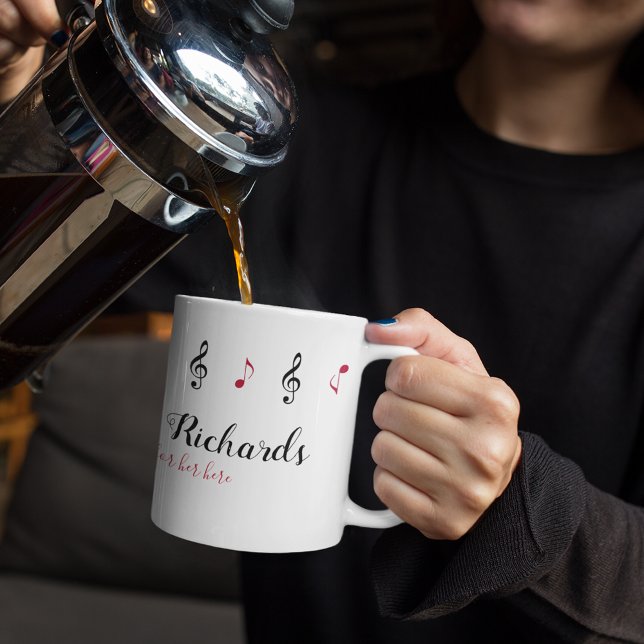 Handgeschriebener Name + Musiknoten + benutzerdefi Kaffeetasse (Von Creator hochgeladen)