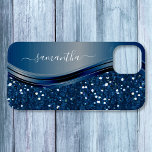 Handgeschriebener Name Navy Blue Metal Glitzer 12 Case-Mate iPhone Hülle<br><div class="desc">Dieses Design kann in dem Bereich personalisiert werden, der durch das Ändern des Fotos und/oder Textes zur Verfügung gestellt wird. Sie können auch angepasst werden, indem Sie auf Vorlage personalisieren klicken und dann auf die Schaltfläche klicken, um weitere Optionen anzupassen, um die Hintergrundfarbe zu löschen oder zu ändern, Text hinzuzufügen,...</div>