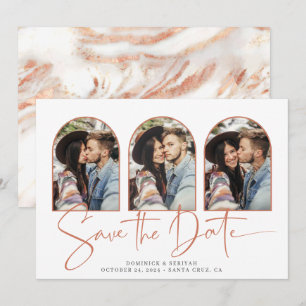 Handgeschriebener Save the Date Rose Gold-Marmorbo