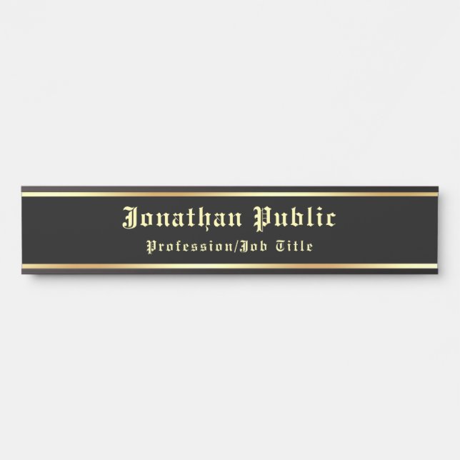 Handgeschriebener Schwarzer Gold Klassischer Nosta Türschild (Vorderseite )