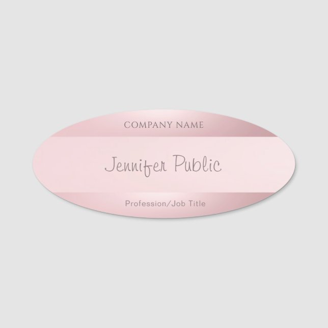 Handgeschriebener Skriptname Elegante Rose Gold Mo Namensschild (Vorderseite)