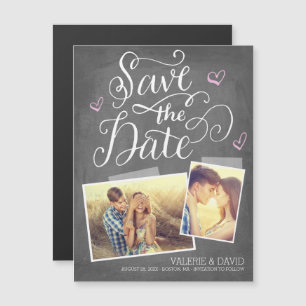 Handgeschriebener Snapshot, Save the Date 2-Foto Magneteinladung