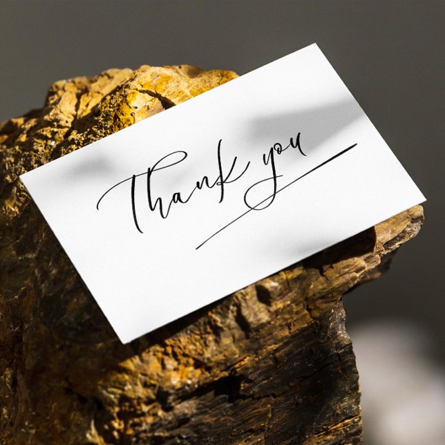 Handgeschriebener Stil Schwarz-Weiß-Reihenfolge Vi Visitenkarte (Handwritten Style Black And White Order Thank You Business Card)