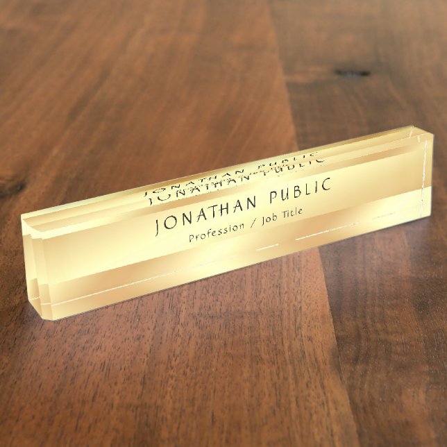 Handgeschriebener Textname Elegante Imitate Goldvo Namensplakette (Seite)