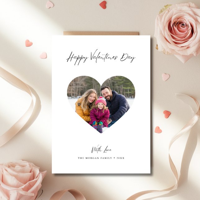 Handgeschriebener Valentinstag Familienherz Foto Feiertagskarte (Von Creator hochgeladen)