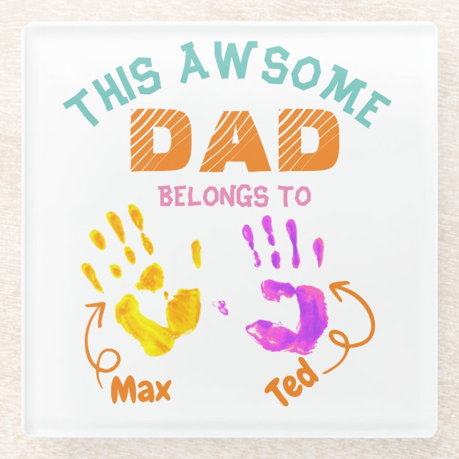 Handgeschriebener Vater Vater Sohn Kind Geschenk Glasuntersetzer (Vorderseite)