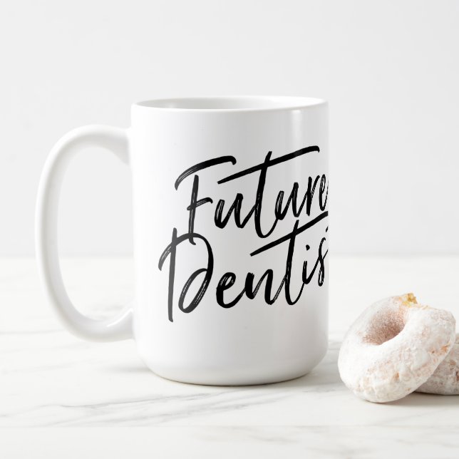 Handgeschriebener zukünftiger Zahnarzt Kaffeetasse (Mit Donut)