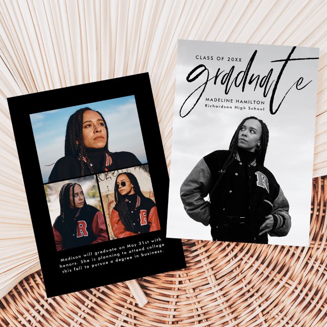 Handgeschriebenes Black Brush Script 4 Foto Abschl Ankündigung (Von Creator hochgeladen)