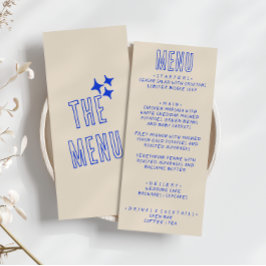 Handgeschriebenes blaues Retro fett Moderne Fun We Menükarte