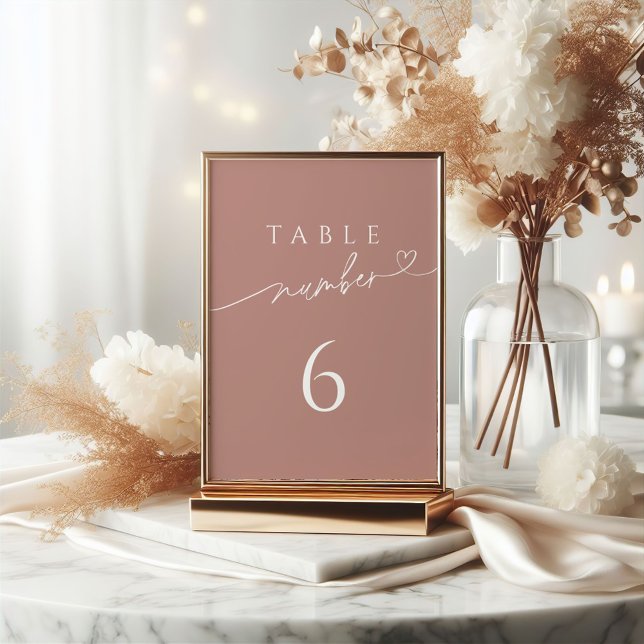 Handgeschriebenes Dusty Rose Wedding Tischnummer S (Von Creator hochgeladen)
