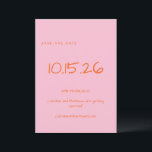 Handgeschriebenes einfaches Minimalistisches Hochz Save The Date<br><div class="desc">Handgeschriebene einfache Minimalistisch rosa Orange-Hochzeit Speichern Sie das Datum</div>