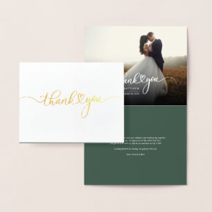 Handgeschriebenes Foto für Hochzeiten - Danke Gold Folienkarte
