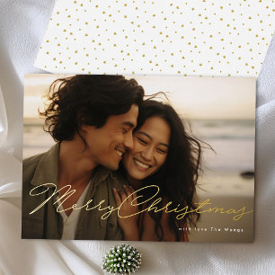 Handgeschriebenes frohe Weihnachts-Gold-Pressed-Fo Folien Feiertagskarte