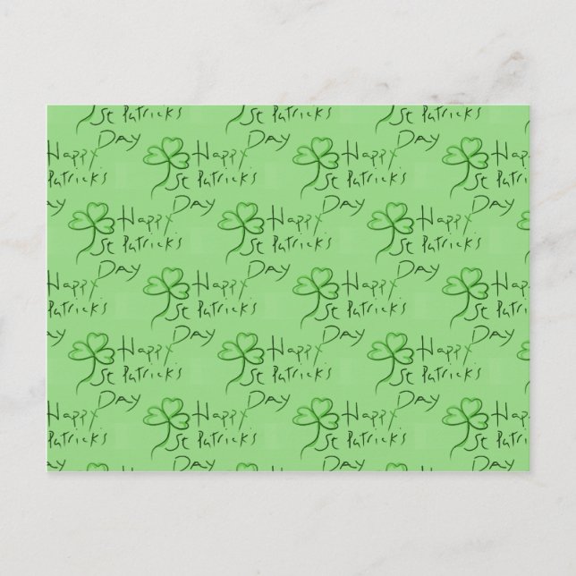 Handgeschriebenes Happy St Patrick's Day Kleeblatt Postkarte (Vorderseite)