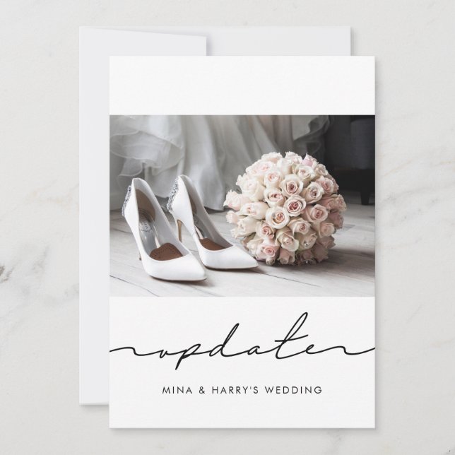 Handgeschriebenes Hochzeitsupdate-Foto Ankündigung (Vorderseite)