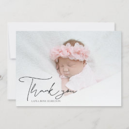 Handgeschriebenes Kalligraphie Foto New Baby Viele Dankeskarte