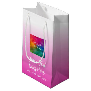 Handgeschriebenes Logo hier Rosa benutzerdefiniert Kleine Geschenktüte
