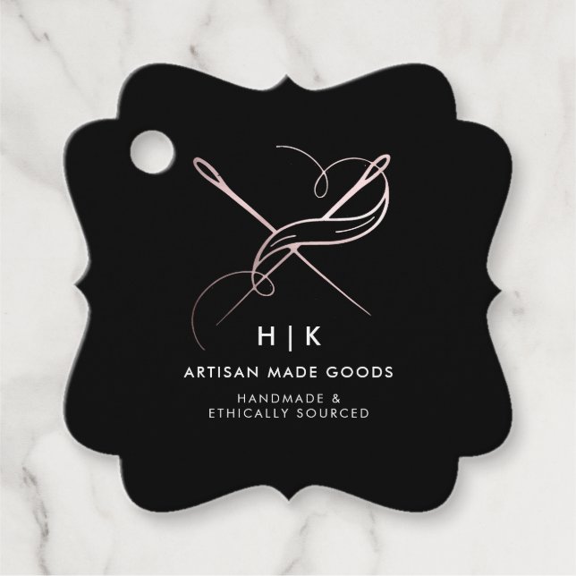 Handgeschriebenes Logo | Rose Gold Product Hang Ta Geschenkanhänger (Vorderseite)