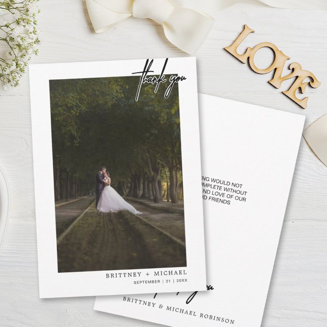 Handgeschriebenes, modernes Foto mit einfacher Kon Dankeskarte (Von Creator hochgeladen)