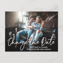 Handgeschriebenes Pinselskript ändern das Date-Fot Postkarte