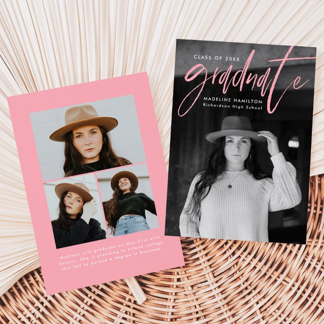 Handgeschriebenes Rosa Pinselstriche Script 4 Foto Ankündigung (Von Creator hochgeladen)