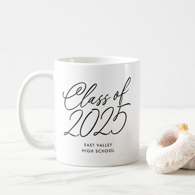 Handgeschriebenes Script 2025 Abschluss Keepake Kaffeetasse (Mit Donut)