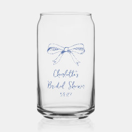 Handgeschriebenes Script Coquette Bow Blue Brautpa Dosenglas
