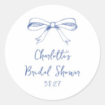 Handgeschriebenes Script Coquette Bow Blue Brautpa