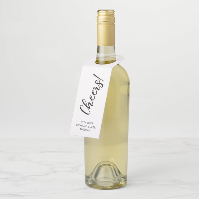 Handgeschriebenes Script | Flasche Flaschenanhänger (Angewinkelt)