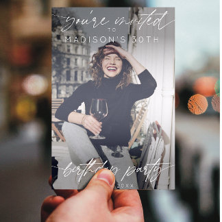 Handgeschriebenes Script-Foto für moderne Geburtst Einladung