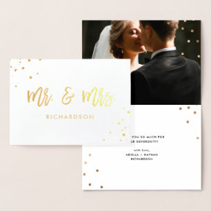 Handgeschriebenes Script   Mr. und Mrs. with Weddi Folienkarte