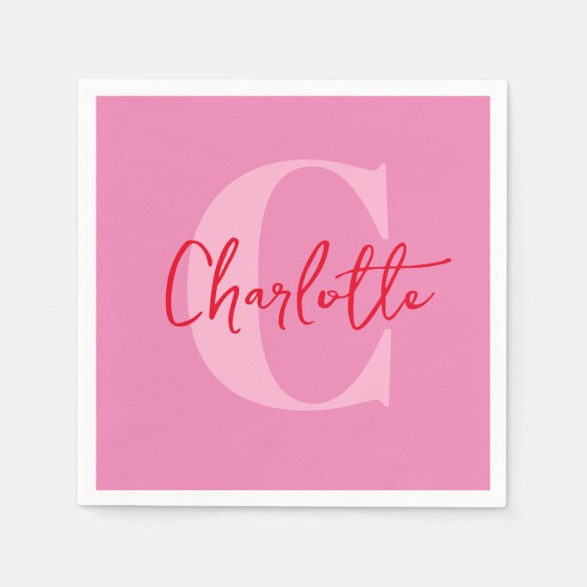 Handgeschriebenes Script Quirky Whimsy Mit Monogra Serviette (Vorderseite)