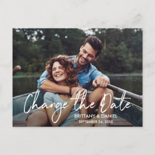 Handgeschriebenes Skript ändert das neue Datum Postkarte