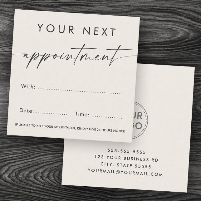 Handgeschriebenes Skript benutzerdefiniertes Logo  Terminkarte (Handwritten script custom logo light tan brown appointment card)