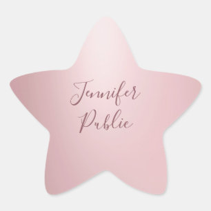 Handgeschriebenes Skript für Elegante Rose Stern-Aufkleber
