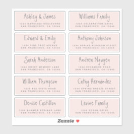 Handgeschriebenes Skript Hochzeitsgast-Adressliste Aufkleber