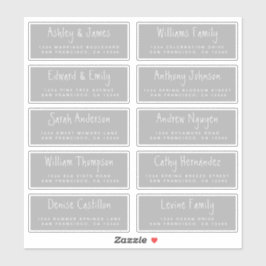 Handgeschriebenes Skript Hochzeitsgast-Adressliste Aufkleber