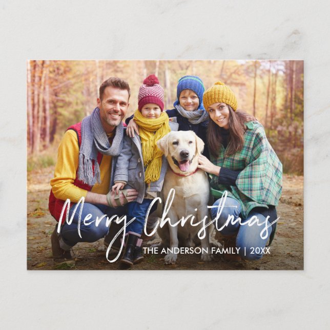 Handgeschriebenes Skript Merry Christmas Foto Postkarte (Vorderseite)