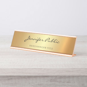 Handgeschriebenes Skript Modern Gold Glamour Templ Schreibtischnamensplakette