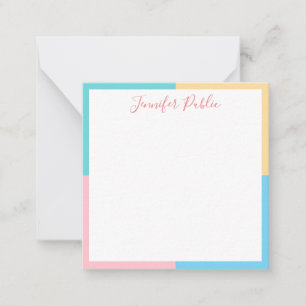 Handgeschriebenes Skript Modern Pink Yellow Green Mitteilungskarte