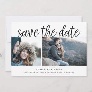 Handgeschriebenes Skript Multi-Foto Save the Date