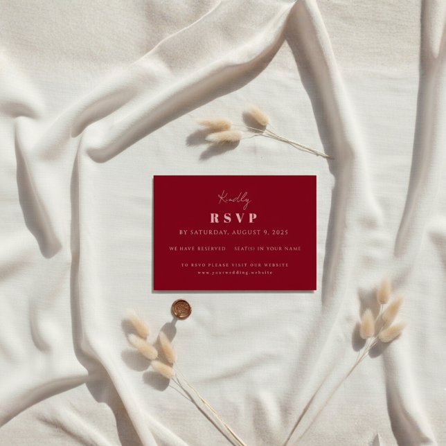 Handgeschriebenes Skript Rosa und Rote Hochzeit RSVP Karte (Von Creator hochgeladen)