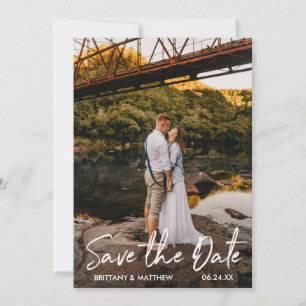 Handgeschriebenes Skript Save the Date Couple Foto