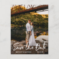 Handgeschriebenes Skript Save the Date Couple Foto