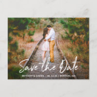 Handgeschriebenes Skript Save the Date Couple Foto