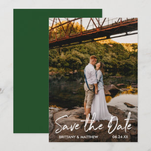 Handgeschriebenes Skript Save the Date Green Foto 