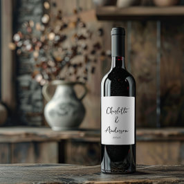 Handgeschriebenes Skript Whimsical White Custom We Weinetikett