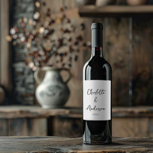 Handgeschriebenes Skript Whimsical White Custom We Weinetikett